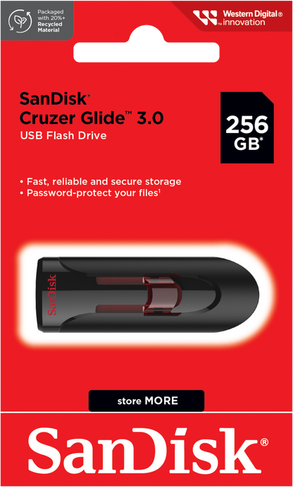 Externer USB-A 3.0 Speicher SanDisk Cruzer Glide, 256Gb SDCZ600-256G-G35
