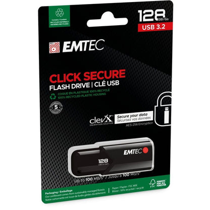 Externe USB-A 3.2 Emtec B120 Click Secure Geheugen, 128Gb ECMMD128GB123