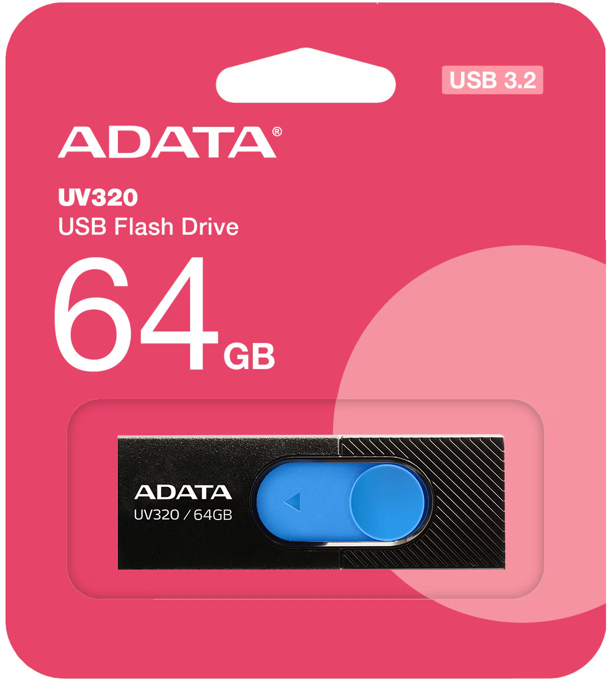 External USB-A 3.2 Memory Adata UV320, 64Gb AUV320-64G-RBKBL