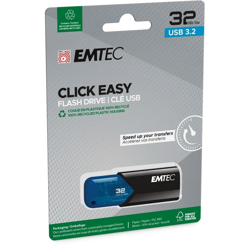 External USB-A 3.2 Memory Emtec B110 Click Easy, 32Gb ECMMD32GB113