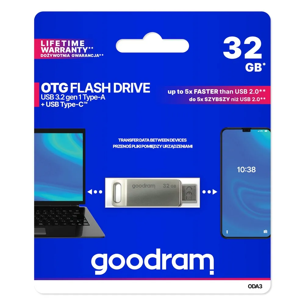 Externer Speicher USB-A 3.2 / USB-C GoodRam ODA3, 32Gb