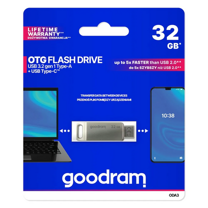 Externer Speicher USB-A 3.2 / USB-C GoodRam ODA3, 32Gb