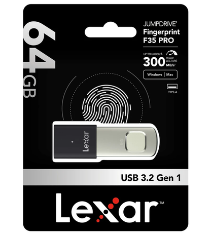 Externer Speicher USB-A 3.2 Lexar JumpDrive Fingerprint F35 Pro, 64Gb