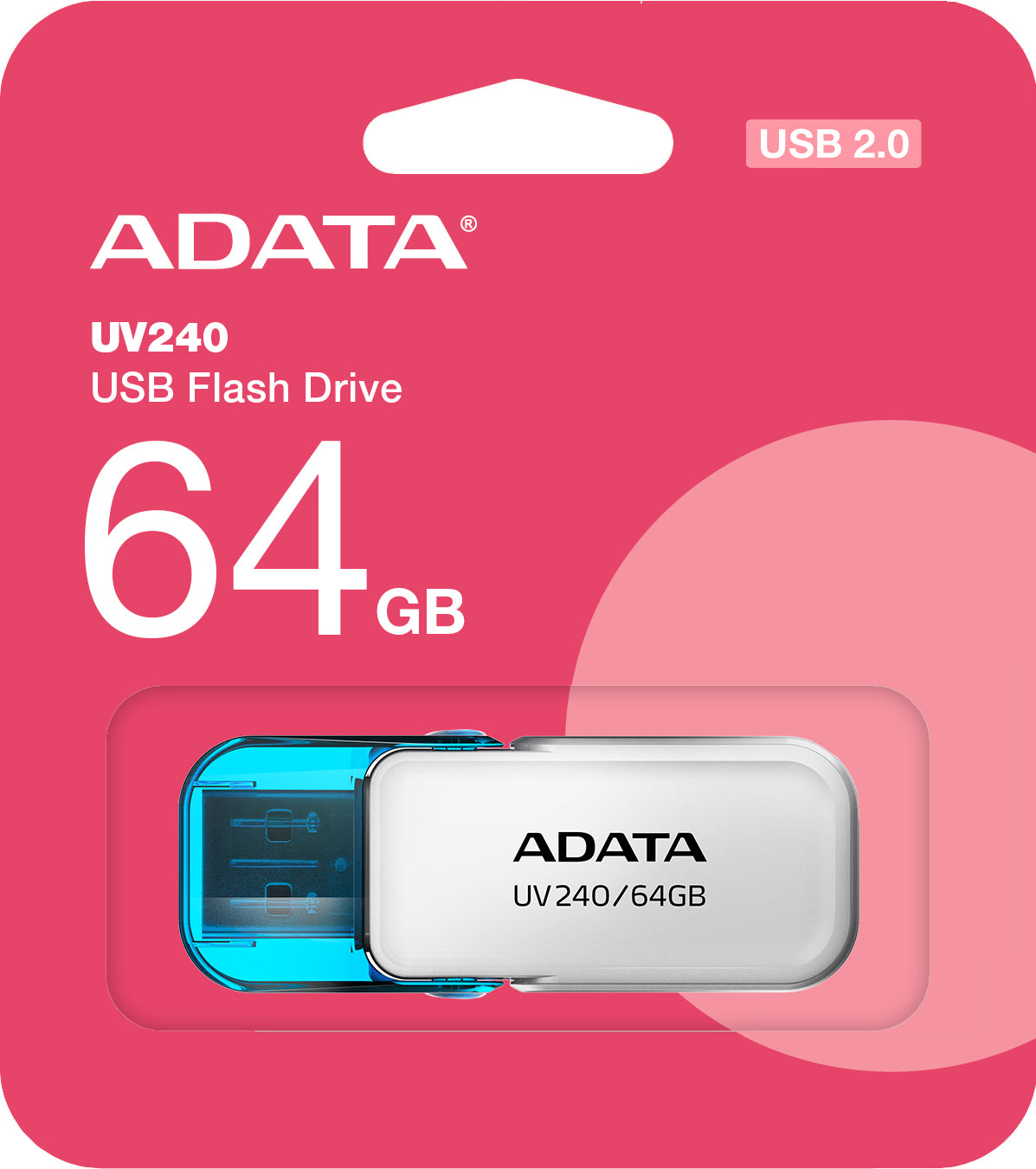 Extern USB-A-geheugen Adata UV240, 64Gb AUV240-64G-RWH 