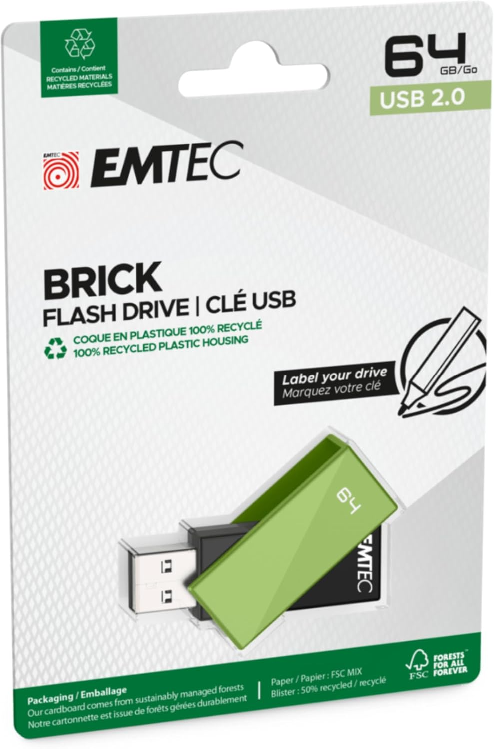 Externe USB-A Speicher Emtec C350 Brick, 64Gb ECMMD64GC352