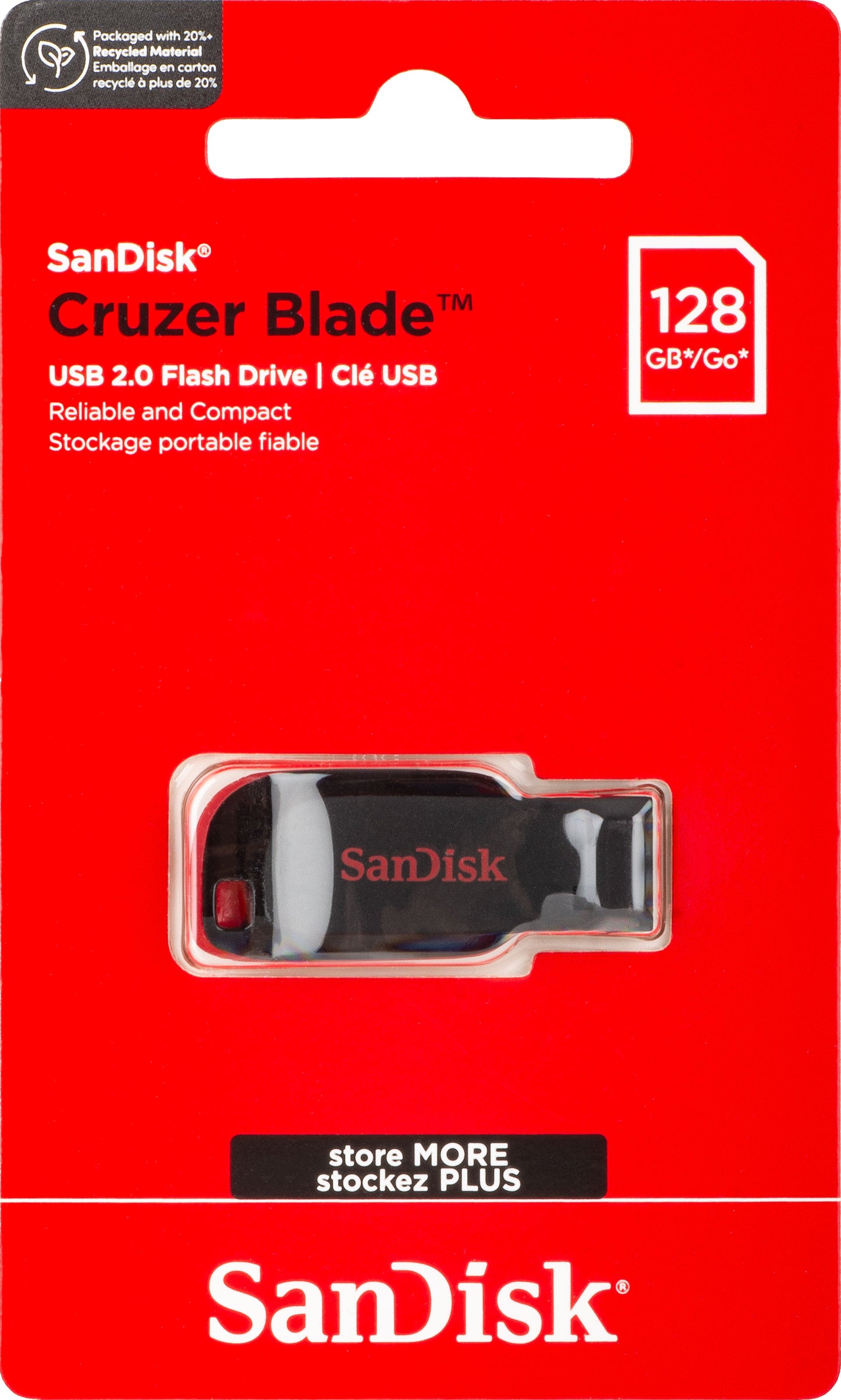 Mémoire Externe USB-A SanDisk Cruzer Blade, 128Gb SDCZ50-128G-B35
