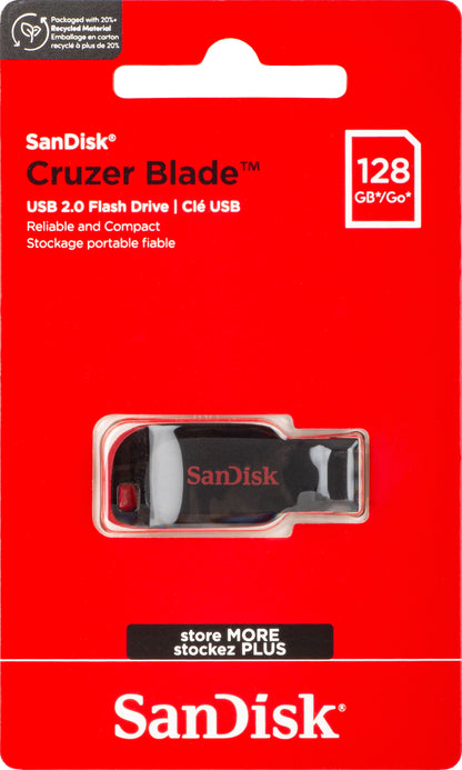 Mémoire Externe USB-A SanDisk Cruzer Blade, 128Gb SDCZ50-128G-B35