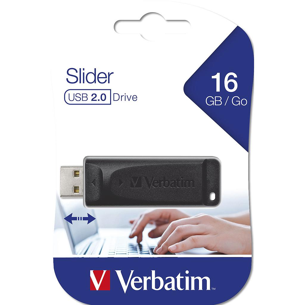 Mémoire Externe USB-A Verbatim PenDrive Slider, 16Gb