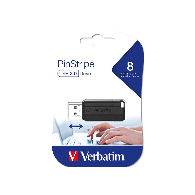 Externe USB-A Geheugen Verbatim PenDrive Pinstripe, 8Gb