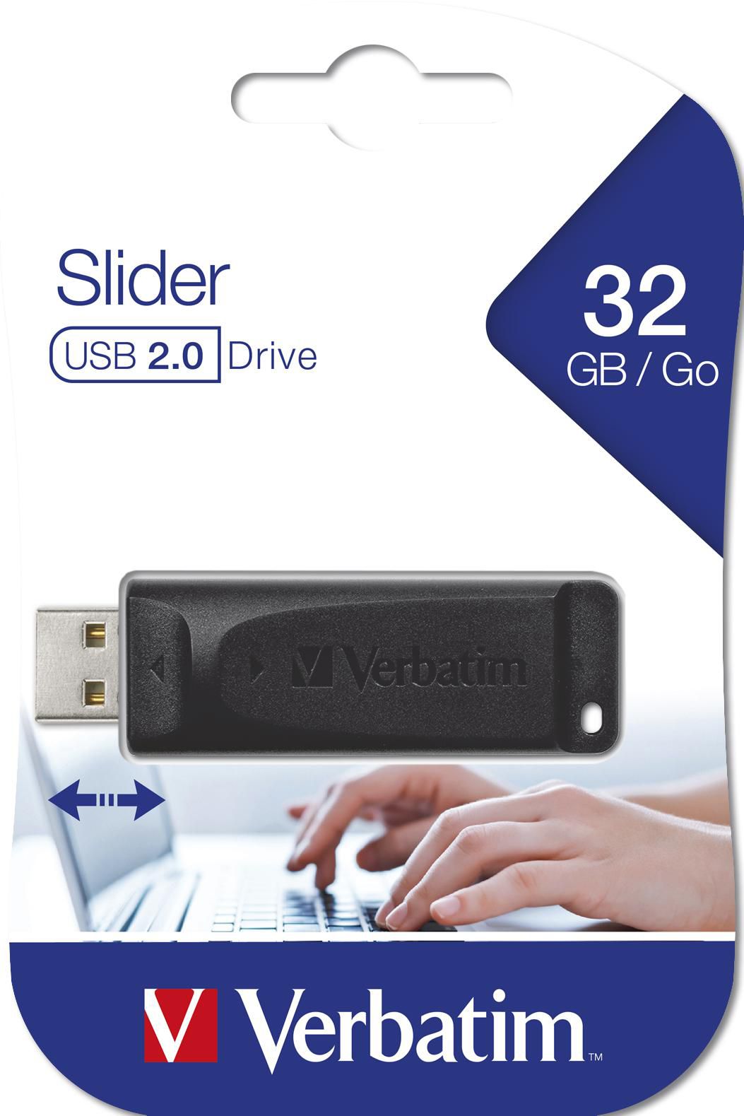 External USB-A Memory Verbatim PenDrive Slider, 32GB 98697