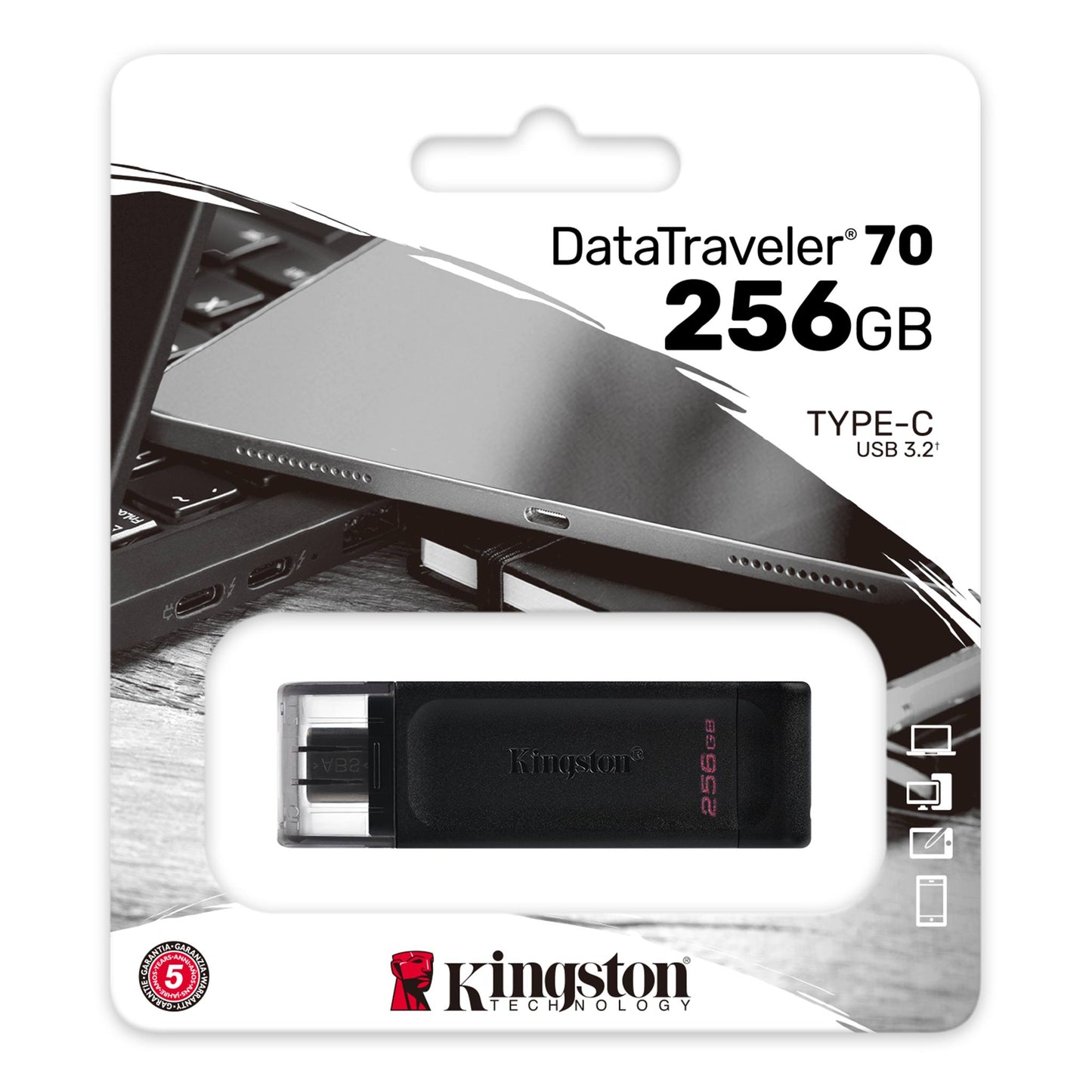 Kingston DT70 DT70/256GB USB-C extern geheugen, 256Gb 