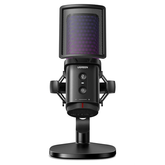 Kardioid-Mikrofon UGREEN CM581 (65629), RGB, USB-C, 1,5m, Schwarz