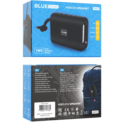 BLAUWE Power BBR18 aanmoedigingssport Bluetooth draagbare luidspreker, 5W, TWS, zwart