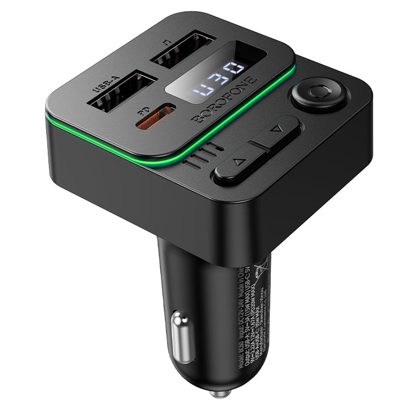 Modulateur FM Bluetooth Borofone BC60 Hero, 2 x USB-A - 1 x USB-C