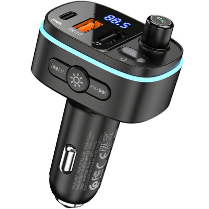 FM Bluetooth Modulator HOCO E62 Fast, 2 x USB-A - 1 x USB-C