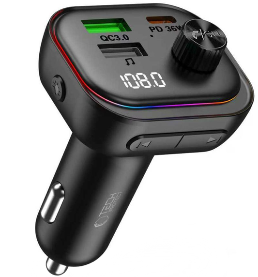 Modulateur FM Bluetooth Tech-Protect CC07, 2 x USB-A - 1 x USB-C