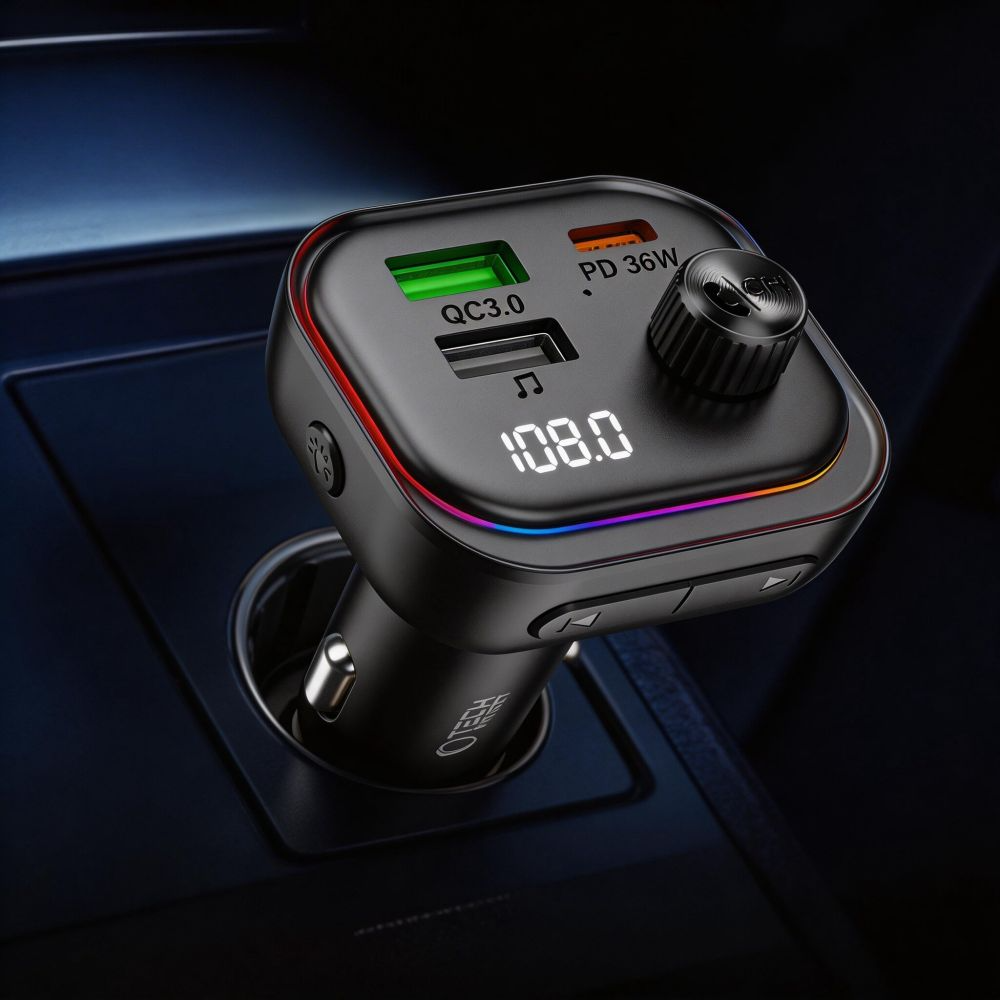 FM Bluetooth-modulator Tech-Protect CC07, 2 x USB-A - 1 x USB-C