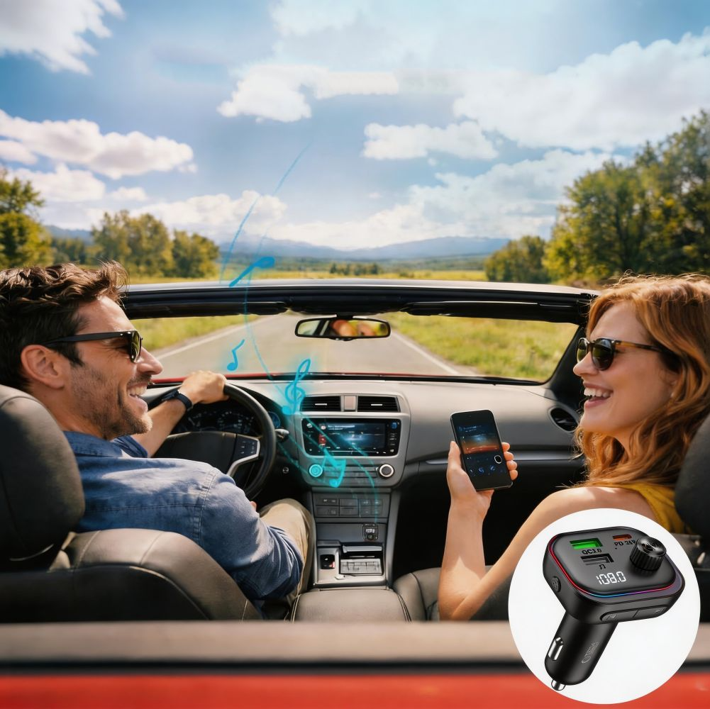FM Bluetooth-modulator Tech-Protect CC07, 2 x USB-A - 1 x USB-C