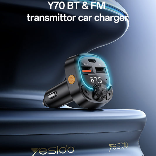 Modulateur FM Bluetooth Yesido Y70, 2 x USB-A - 1 x USB-C