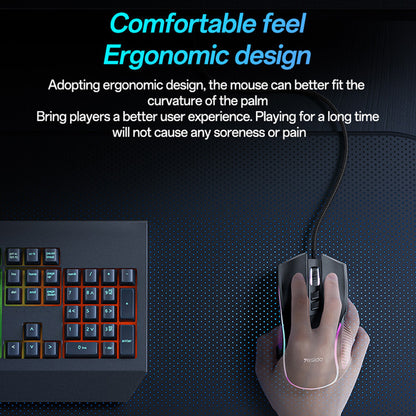 Gaming Muis Bedraad USB Yesido KB20, RGB, 1000DPI - 7200DPI, Zwart