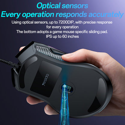 Gaming Muis Bedraad USB Yesido KB20, RGB, 1000DPI - 7200DPI, Zwart