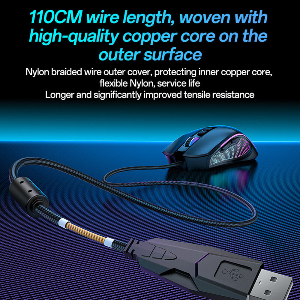 Gaming Muis Bedraad USB Yesido KB20, RGB, 1000DPI - 7200DPI, Zwart