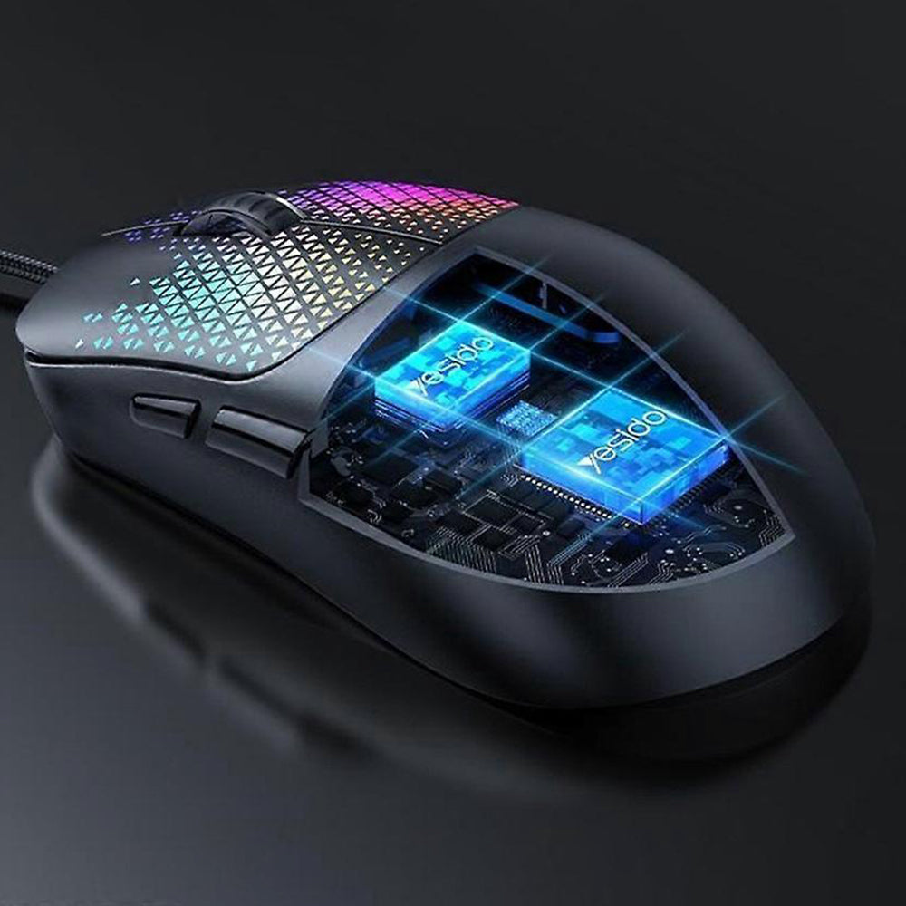 Souris Gaming Filaire USB Yesido KB32, RGB, 7200DPI, Noir