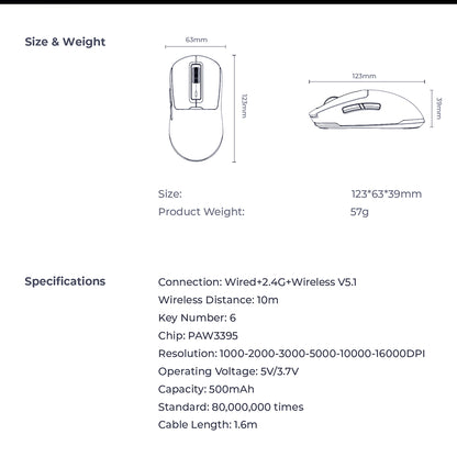 Draadloze Gaming Muis HAVIT MS969WB, RGB, 1000DPI - 16000DPI, Zwart
