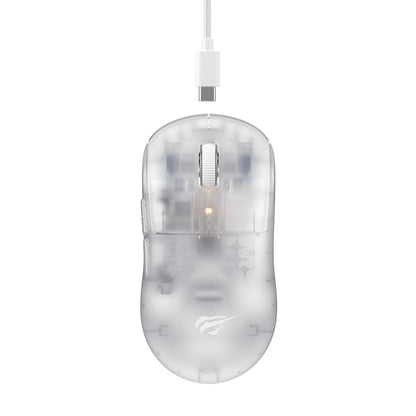 Draadloze Gaming Muis HAVIT MS970WB Pro, 800DPI - 12000DPI, BT / Wi-Fi / Bedraad, Transparant Wit