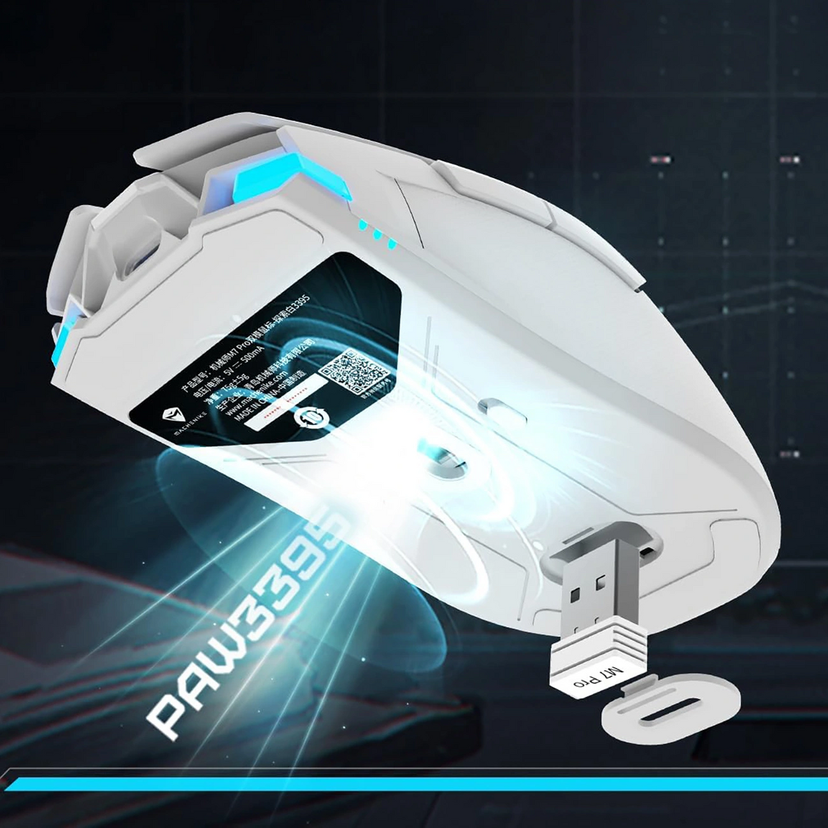 Machenike M7 Pro kabellose Gaming-Maus, RGB, 1000 DPI–26000 DPI, Weiß