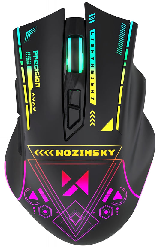 Draadloze Gaming Muis WZK WMGB-3200, 3200DPI, RGB, Zwart