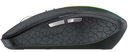 Draadloze Gaming Muis WZK WMGK-1132, 1600DPI, RGB, BT / Wi-Fi, Zwart