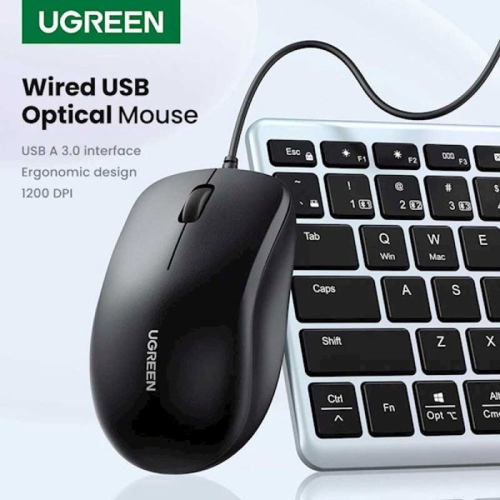 Bedrade USB-muis UGREEN MU007, 1200DPI, 1.5m, Zwart