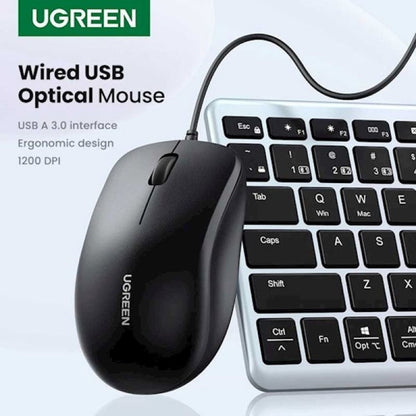 Bedrade USB-muis UGREEN MU007, 1200DPI, 1.5m, Zwart