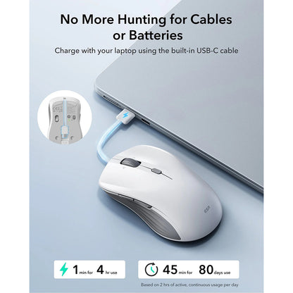 ESR MagMouse Wireless Mouse, 800DPI - 4800DPI, BT / Wi-Fi, White