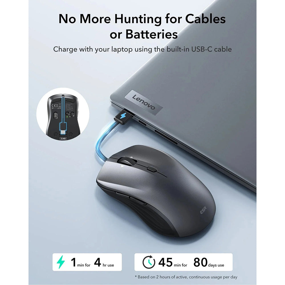 Draadloze Muis ESR MagMouse, 800DPI - 4800DPI, Grijs