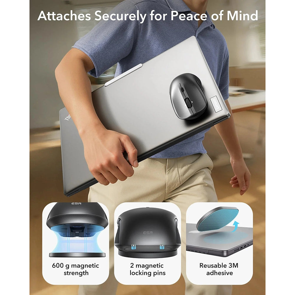 Draadloze Muis ESR MagMouse, 800DPI - 4800DPI, Grijs
