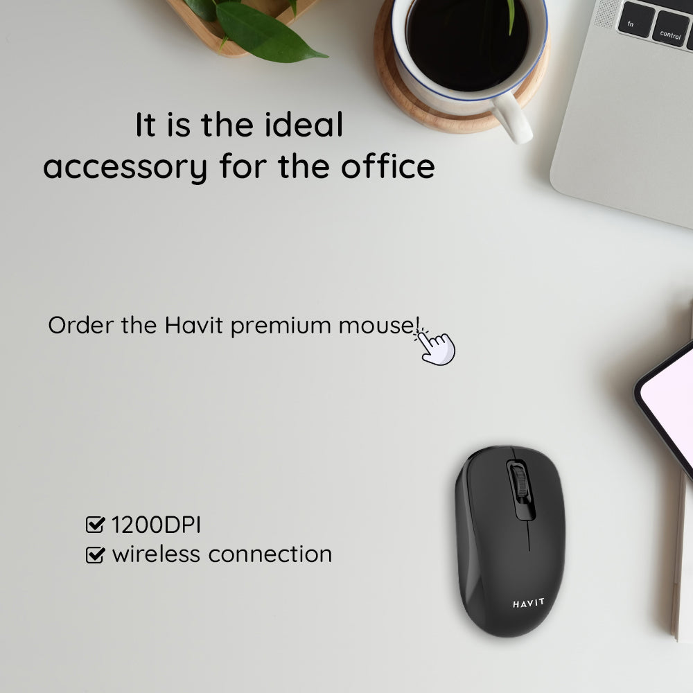 Wireless-Maus HAVIT MS626GT, 1200DPI, Schwarz