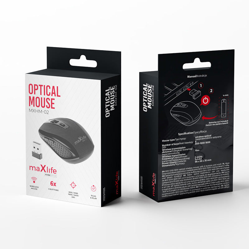 Souris sans fil MaXlife MXHM-02, 1600DPI, Noir
