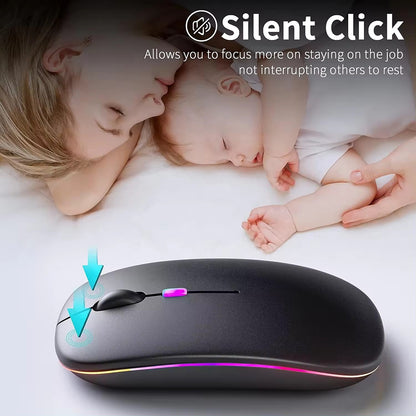 Wireless-Maus Techsuit M1, RGB, 1600DPI, BT / Wi-Fi, Schwarz