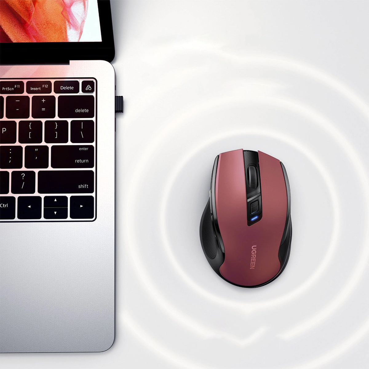 Souris sans fil UGREEN MU006, 4000DPI, Rouge