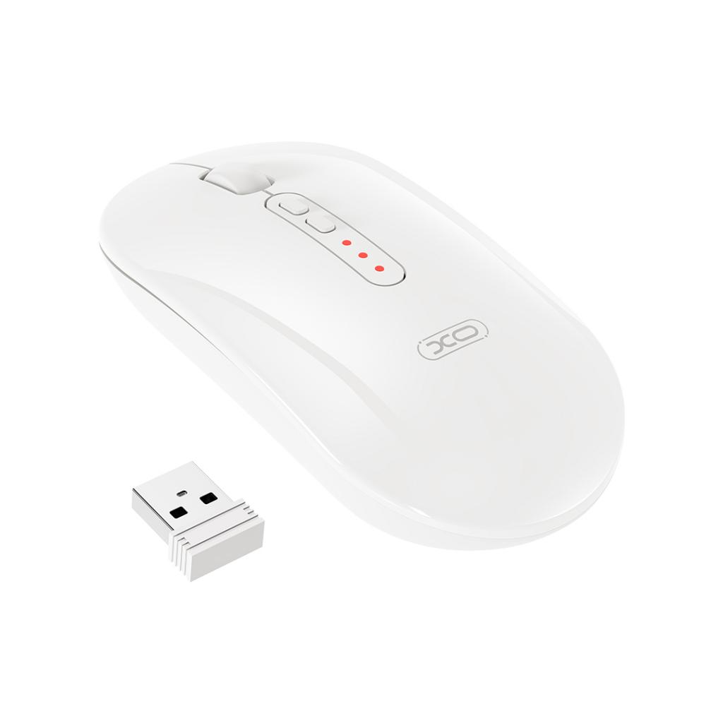 Draadloze muis XO Design M13 Silent Tri-mode, 1600DPI, BT / Wi-Fi, Wit