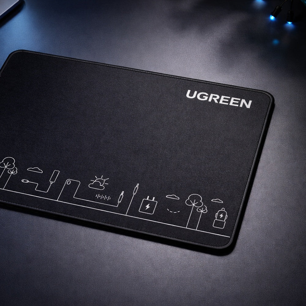 Tapis de souris gaming UGREEN CY016, 260mm x 200mm x 4mm, Noir