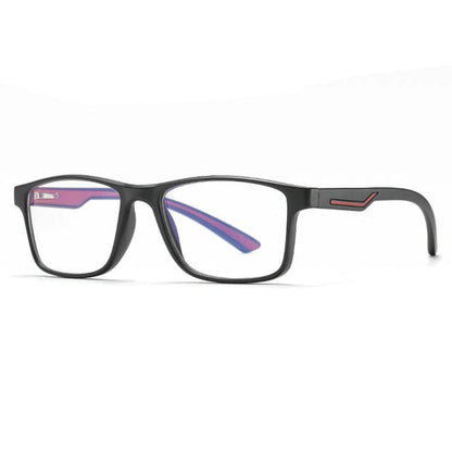 Men's Techsuit F2388 Computer Glasses, Anti-Blue Light, Black Red
