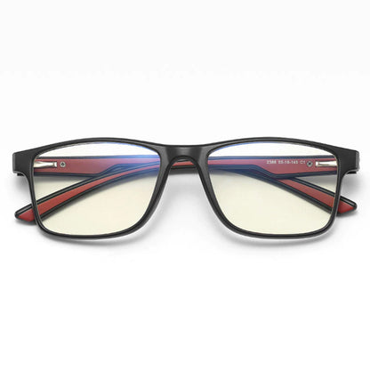 Men's Techsuit F2388 Computer Glasses, Anti-Blue Light, Black Red