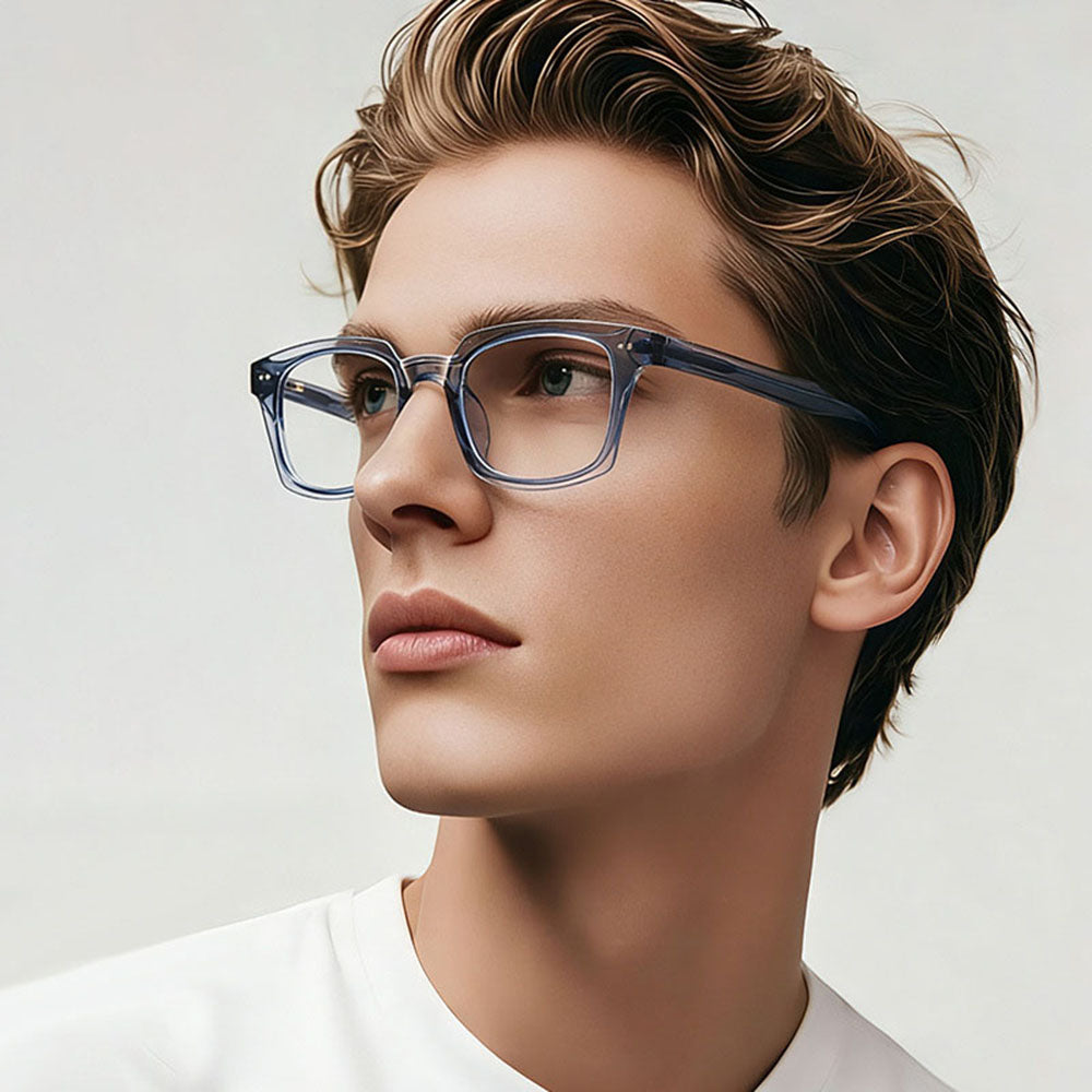 Herren-Computergläser Techsuit LS084, Anti-Blaues Licht, Blau Transparent