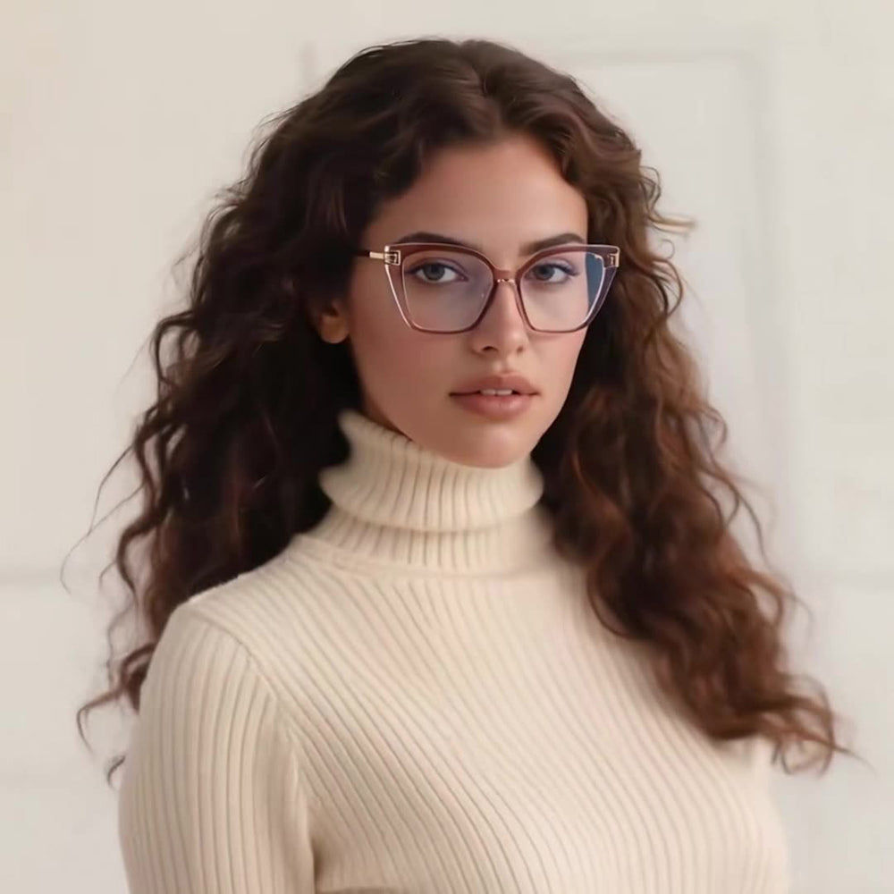 Lunettes d'ordinateur pour femmes Techsuit 2260, Anti-Lumière Bleue, Noires Dorées