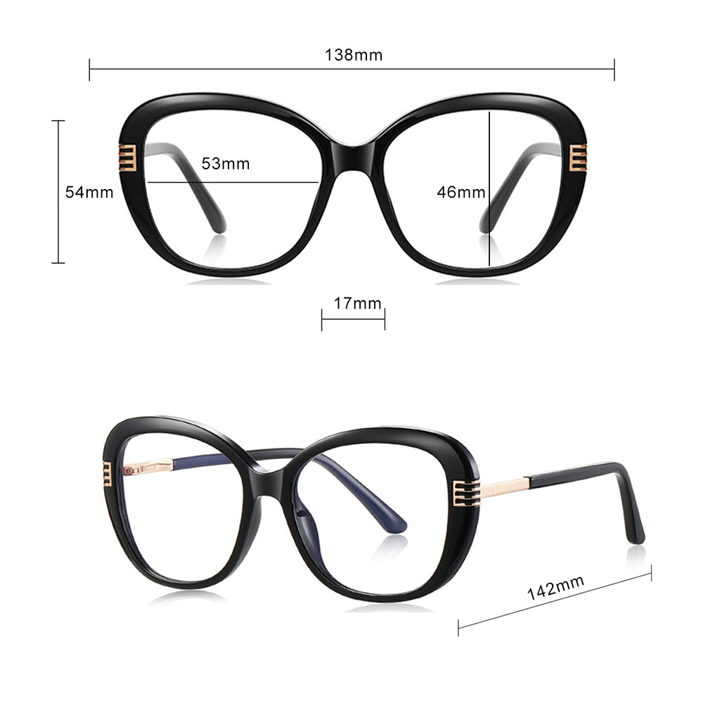 Damen Computerbrille Techsuit 2265, Anti-Blue Light, Schwarz Gold