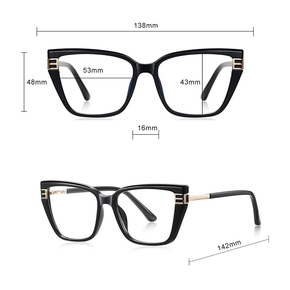 Damen Computerbrille Techsuit 2275, Anti-Blue Light, Schwarz Gold