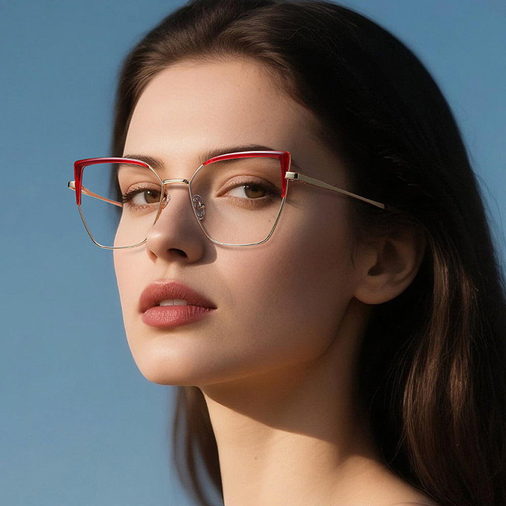 Lunettes d'ordinateur pour femmes Techsuit 3156, Anti-Lumière Bleue, Noires Dorées